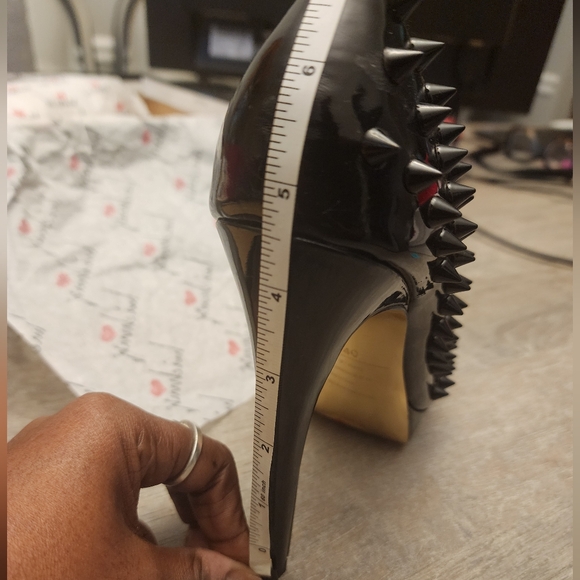 Showstopper Patent Leather Spike Peeptoe Heels - Picture 7 of 10